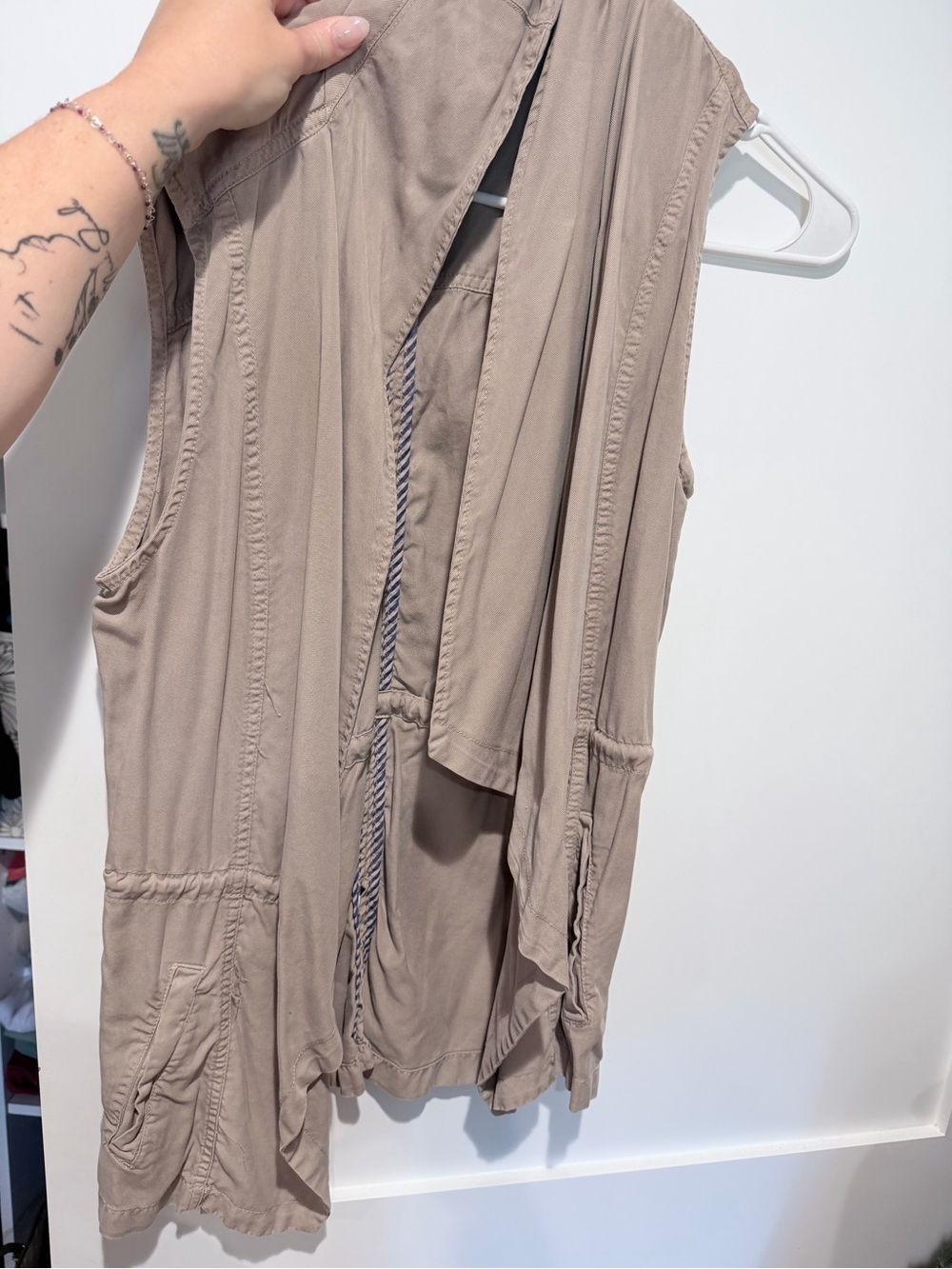 Light Taupe Draped Sleeveless Vest